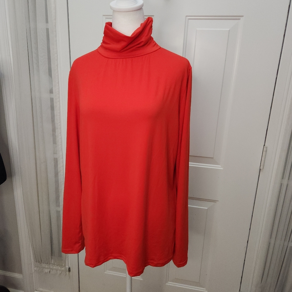 DoublJu Red Long Sleeve Mock‎ Turtleneck Shirt  Size 2X